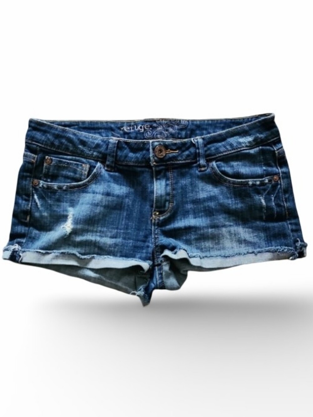 Refuge Y2K Low Rise Denim Cutoff Shorts Distressed Stretch Jean Shorts Size 5